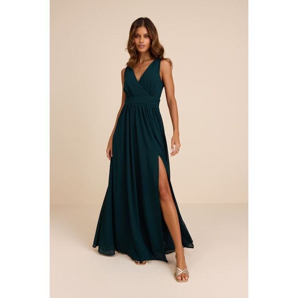 Lulus Thoughts Of Hue Emerald Green Surplice Maxi Dress - Size XL